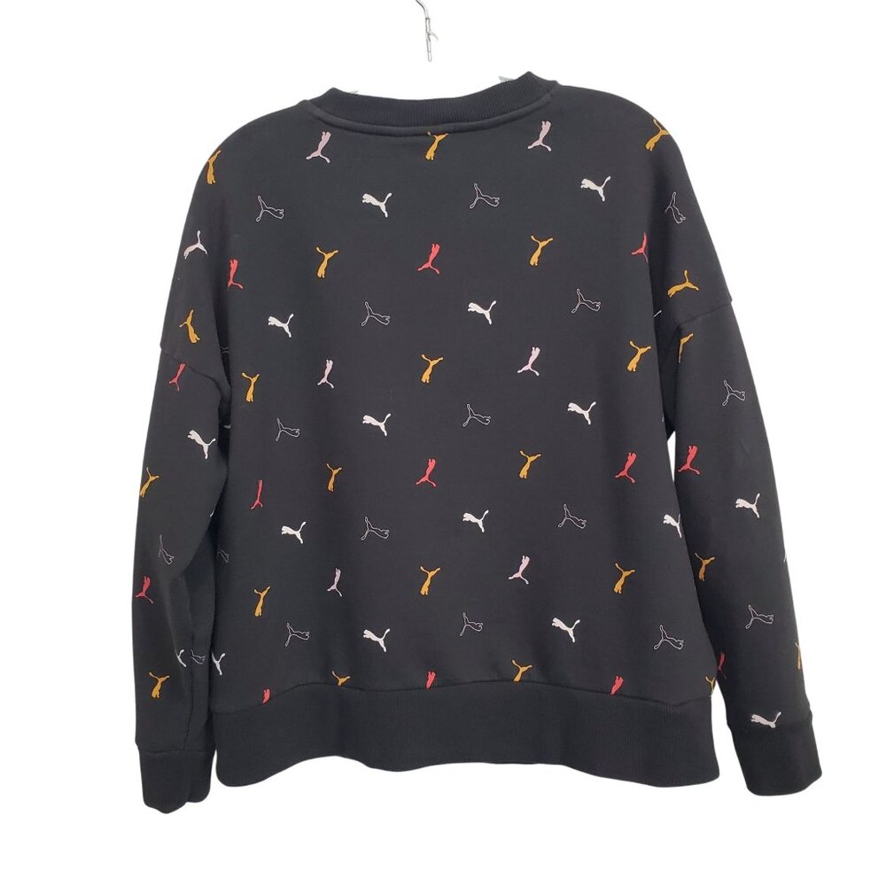 Puma Womens Size XL Sweatshirt Graphic Logo Multi All Over Print Relaxed Fit - Picture 3 of 10